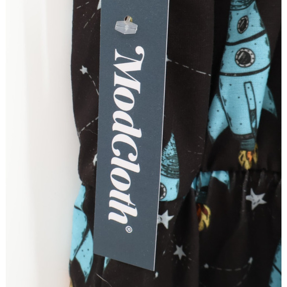 NWT ModCloth Romper Space Rocket Lounge Drawstring Waist Sleepwear Nerdy Size M - Picture 2 of 10